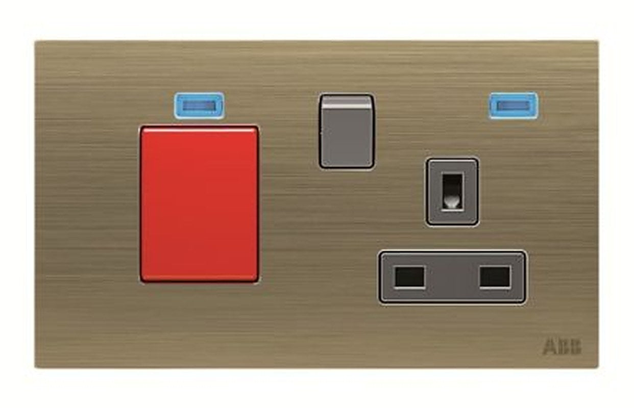 ABB Design Millenium Gold 1 Gang Plug Socket, 13A Outdoor, BS