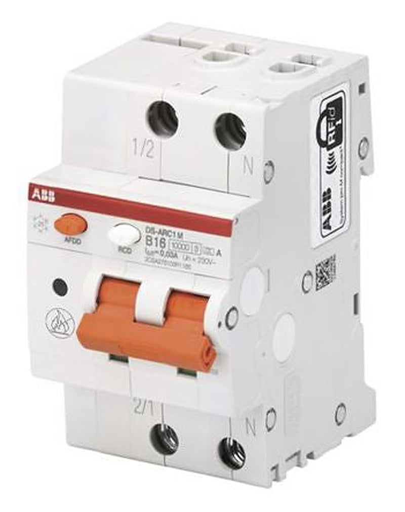 ABB Residual Current Circuit Breaker with Overload Protection, 16A Current Rating, 1-Pole, 30 mA Trip Sensitivity, Type