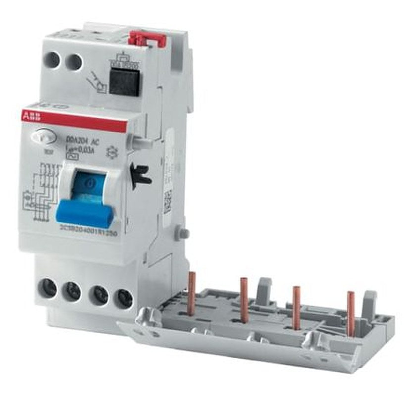 ABB DDA200 Series Residual Current Device, 63A, 4-Pole, 100 mA, Type A, 0.1 A 400V ac