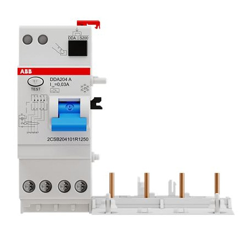 ABB DDA200 Series Residual Current Device, 25A, 4-Pole, 30 mA, Type A, 0.03 A 400V ac