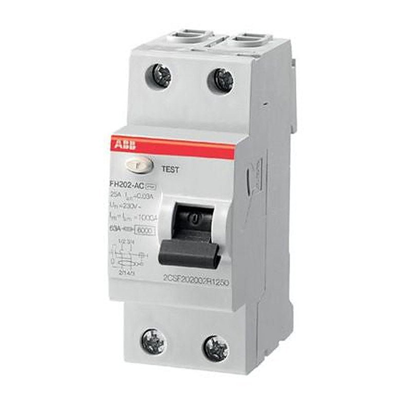 ABB FH200 Series Residual Current Circuit Breaker, 63A, 2-Pole, 30 mA, Type AC, 1 kA 230V ac