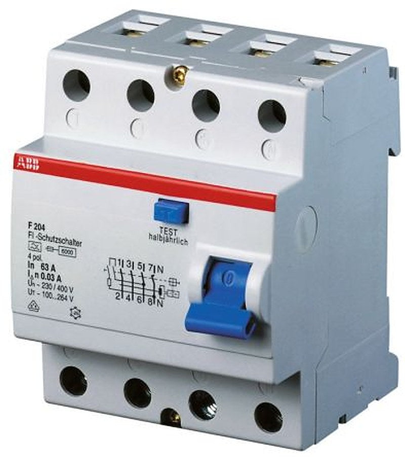 ABB F200 Series Residual Current Circuit Breaker, 40A, 4-Pole, 300 mA, Type A, 0.3 A 480V ac