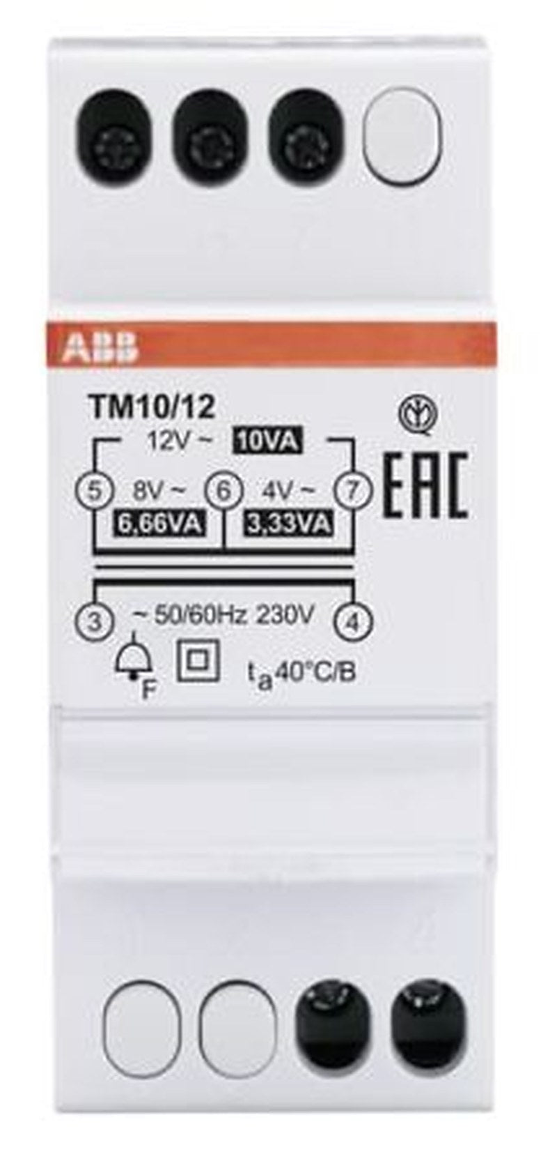 ABB 10 W Bell Transformer, 230 V Primary, 12 V ac Secondary