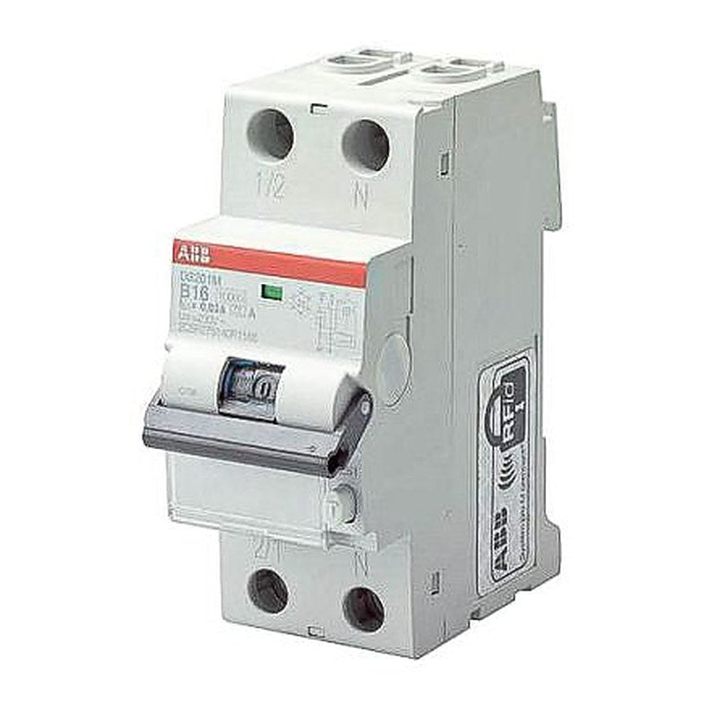 ABB Residual Current Circuit Breaker with Overload Protection, 10A Current Rating, 1-Pole, 30 mA Trip Sensitivity, Type