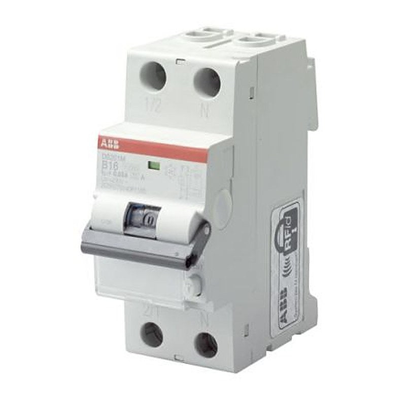 ABB Residual Current Circuit Breaker with Overload Protection, 25A Current Rating, 1-Pole, 30 mA Trip Sensitivity, Type