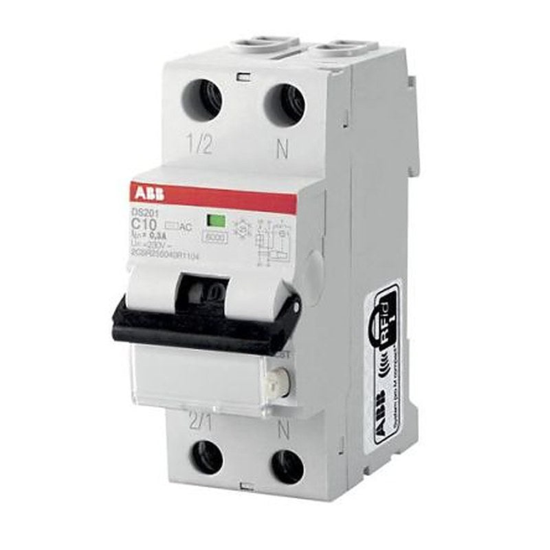 ABB Residual Current Circuit Breaker with Overload Protection, 16A Current Rating, 1-Pole, 30 mA Trip Sensitivity, Type