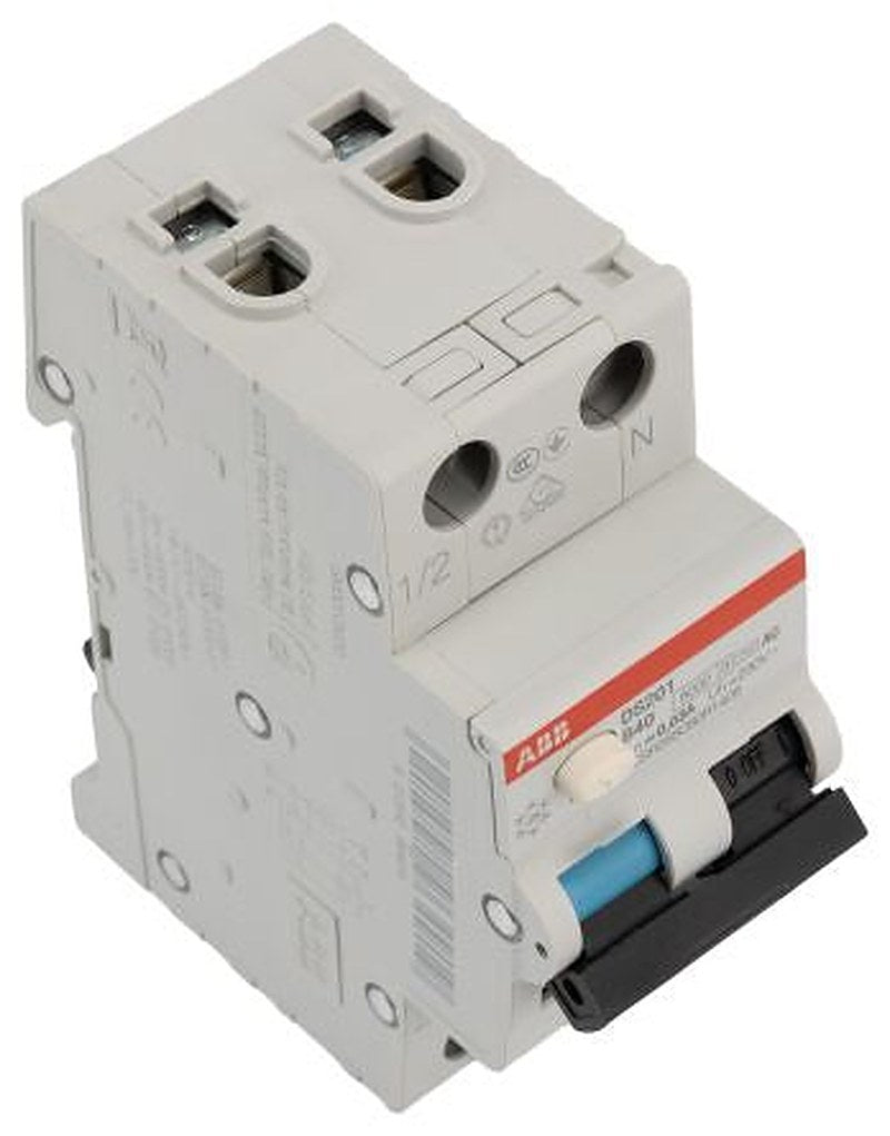 ABB Residual Current Circuit Breaker with Overload Protection, 40A Current Rating, 2-Pole, 30 mA Trip Sensitivity, Type