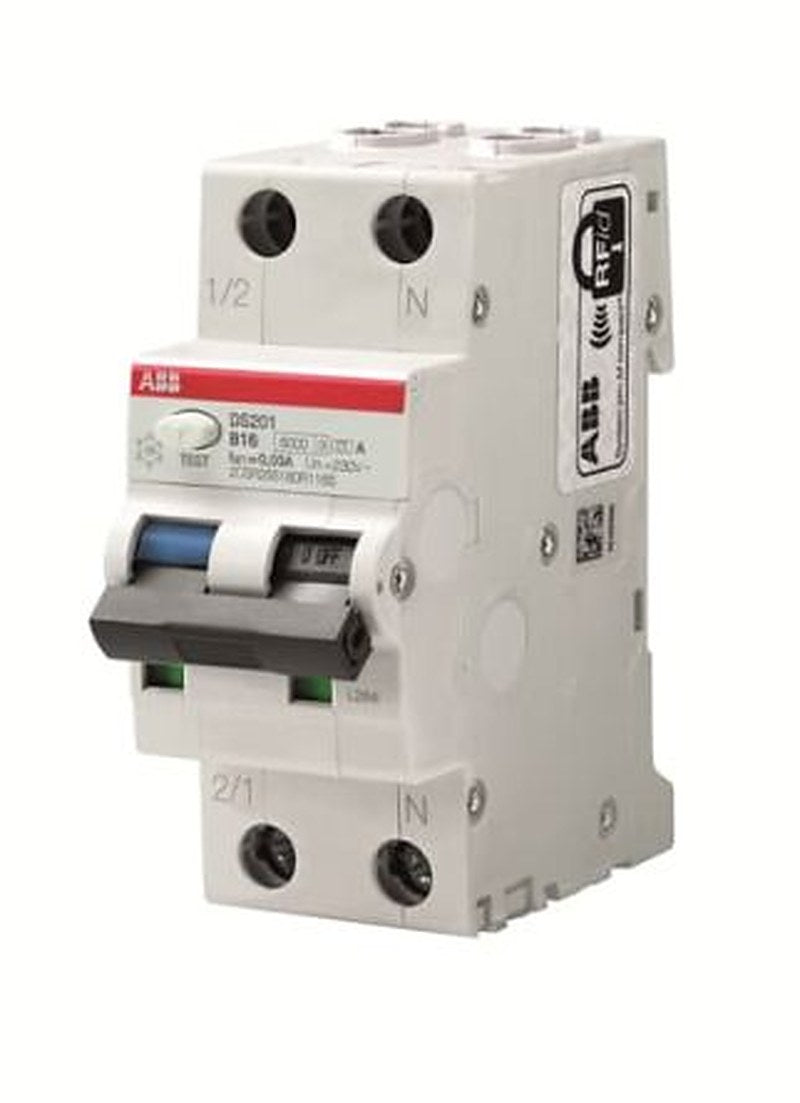 ABB Residual Current Circuit Breaker with Overload Protection, 40A Current Rating, 2-Pole, 30 mA Trip Sensitivity, Type