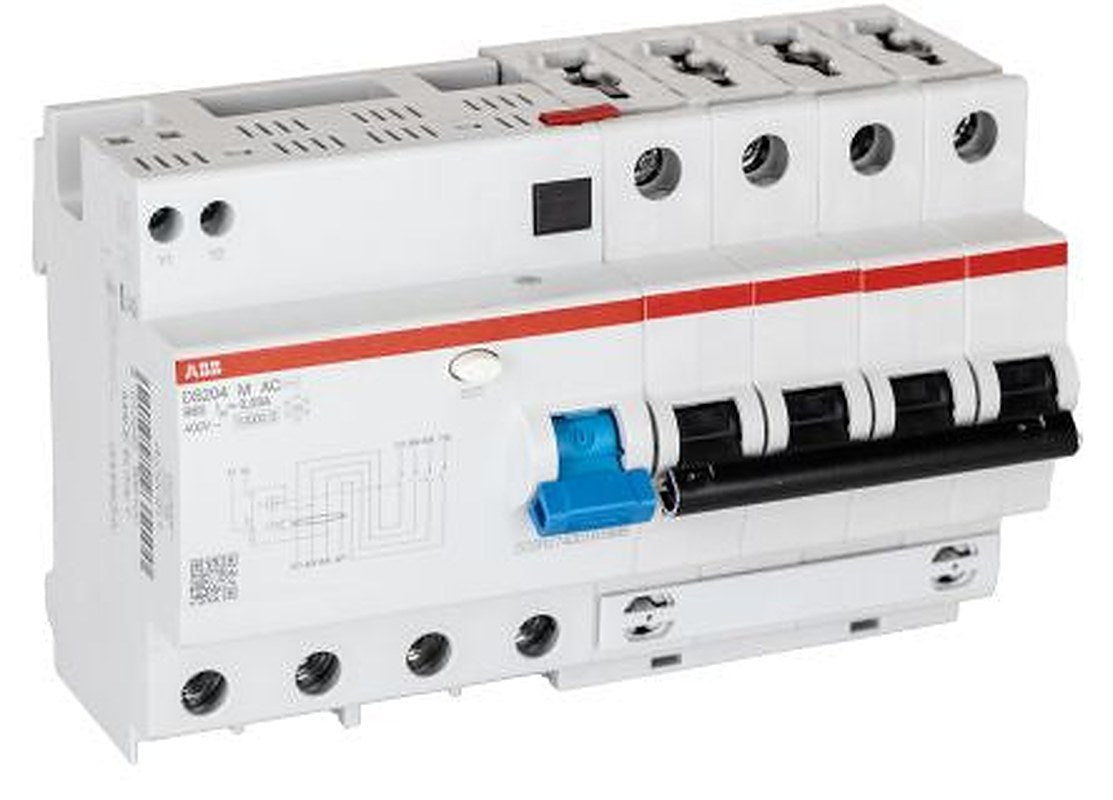ABB Residual Current Circuit Breaker with Overload Protection, 63A Current Rating, 4-Pole, 30 mA Trip Sensitivity, Type