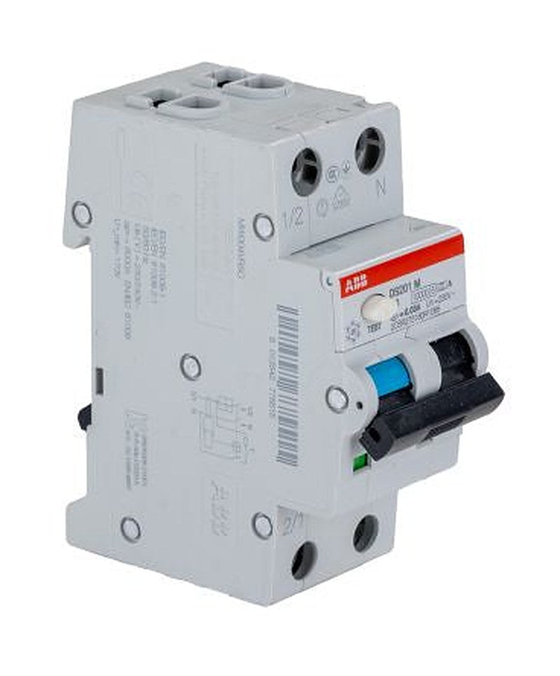 ABB Residual Current Circuit Breaker with Overload Protection, 6A Current Rating, 2-Pole, 30 mA Trip Sensitivity, Type