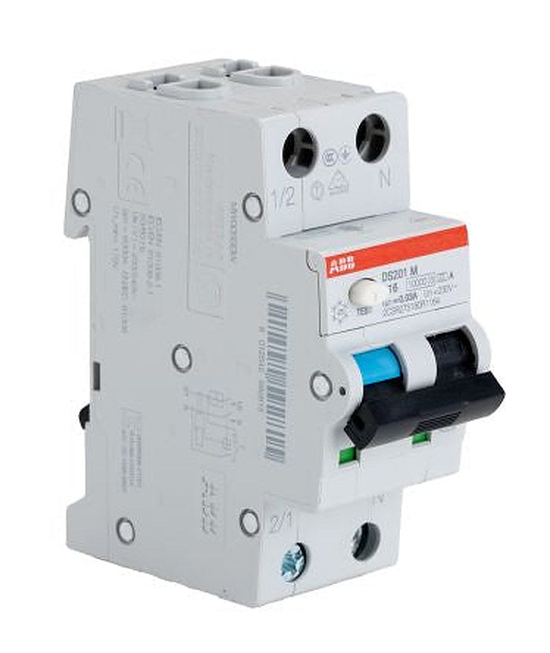ABB Residual Current Circuit Breaker with Overload Protection, 16A Current Rating, 2-Pole, 30 mA Trip Sensitivity, Type