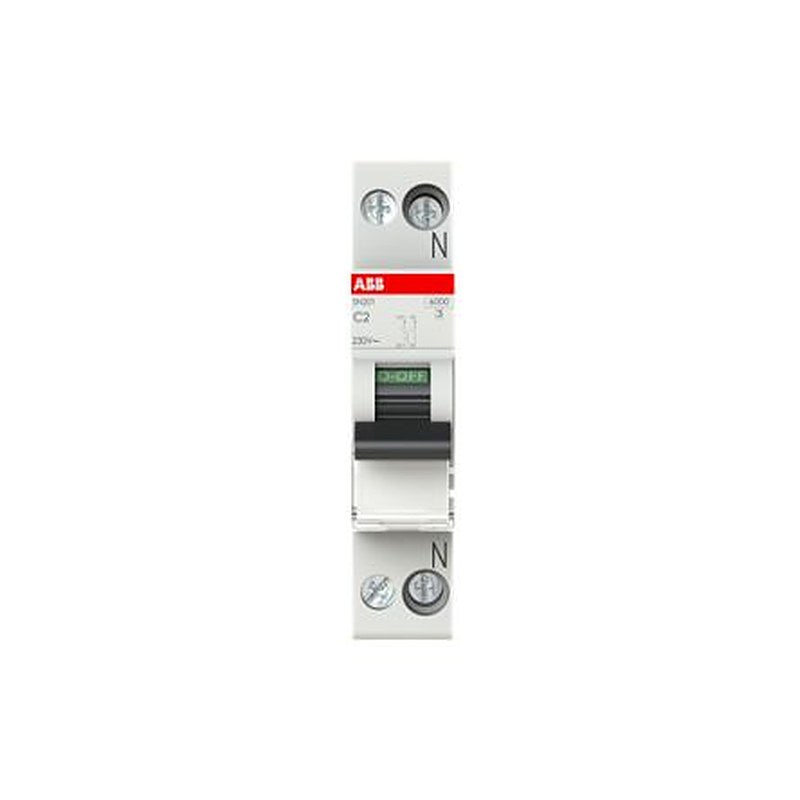 ABB MCB SN200 SN201 Miniature Circuit Breaker, 1-Pole, 2A, Type C, 230V ac AC, 6 kA Breaking Capacity