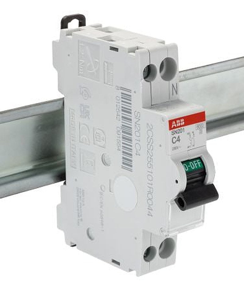 ABB MCB SN200 SN201 Miniature Circuit Breaker, 1-Pole, 4A, Type C, 230V ac AC, 6 kA Breaking Capacity
