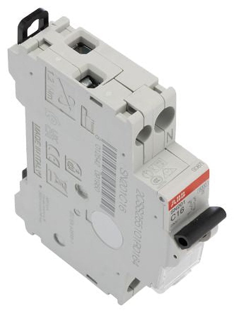 ABB MCB SN200 SN201 Miniature Circuit Breaker, 2-Pole, 16A, Type C, 230V ac AC, 6 kA Breaking Capacity