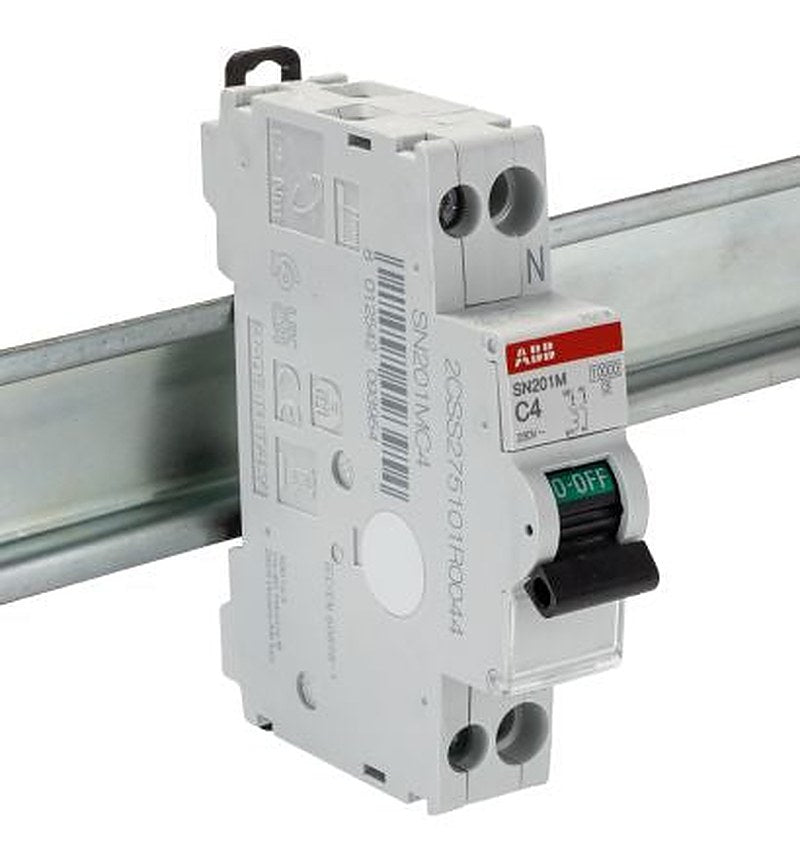 ABB MCB SN200 SN201 Miniature Circuit Breaker, 1-Pole, 4A, Type C, 230V ac AC, 10 kA Breaking Capacity