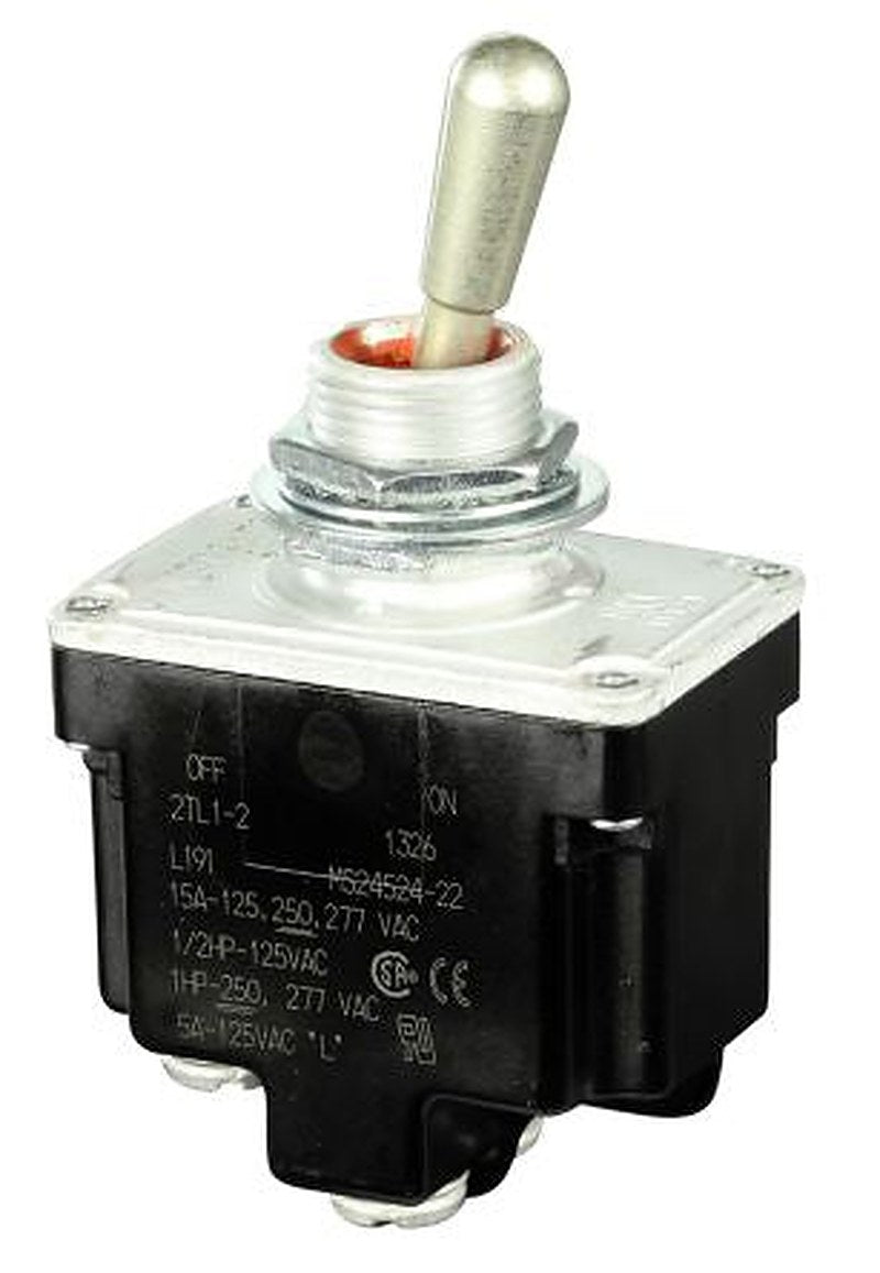 Honeywell Toggle Switch, Bushing Mount, On-Off, DPST, Screw Terminal, 277 V ac