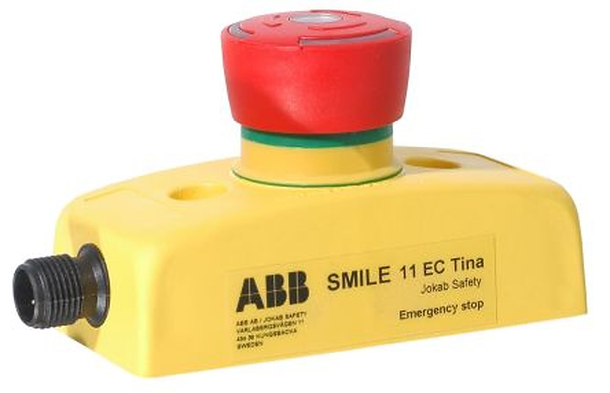 ABB Smile 11 EC Tina Series Turn Release Illuminated Emergency Stop Push Button, Surface Mount, 2 NO/2 NC, IP65