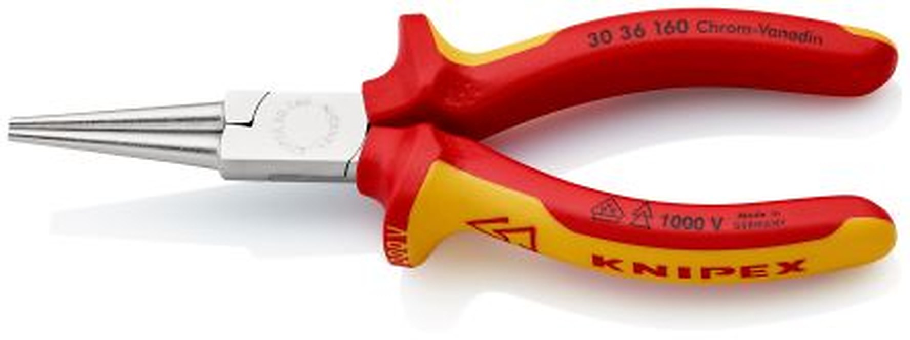 Knipex 1-Piece Round Nose Plier, 160mm Overall Round VDE/1000V Approved, 41mm Jaw