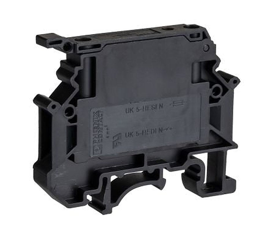 Phoenix Contact 3000539 UK 5-HESI N 3000539 Series Fuse Modular Terminal Block Black, 2-Level Fused, Screw