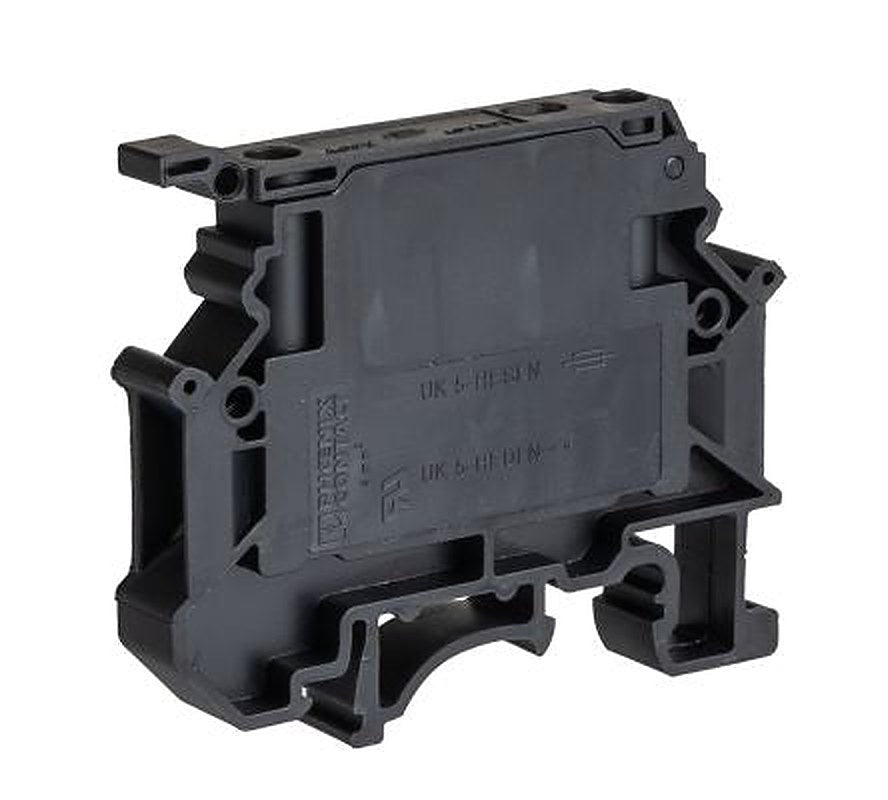 Phoenix Contact 3000542 UK 5-HESILA 250 N Series Fuse Modular Terminal Block Black, 0.2mm², 6 mm², 1-Level Fused, Screw