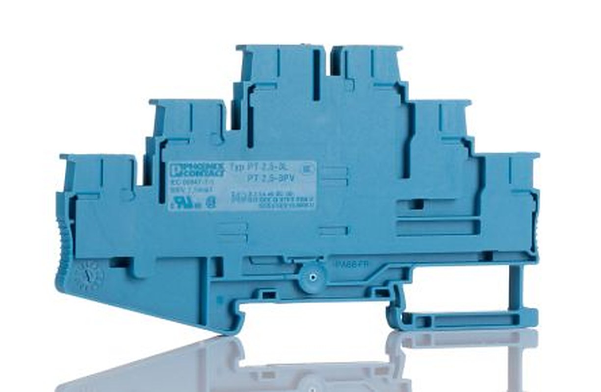 Phoenix Contact PT 2.5-3PV BU Series DIN Rail Terminal Block Push-in