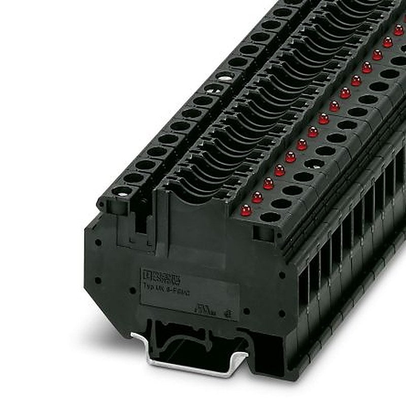 Phoenix Contact 3001938 UK 6-FSI/C-LED24 Series Fuse Modular Terminal Block Black, 0.2mm², 6 mm², 1-Level Fused, Screw