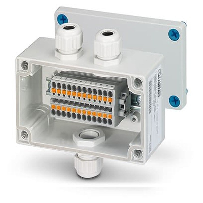 Phoenix Contact E AB A Series Grey ABS Junction Box, 12 Terminals, 130 mm, 80mm 60 mm