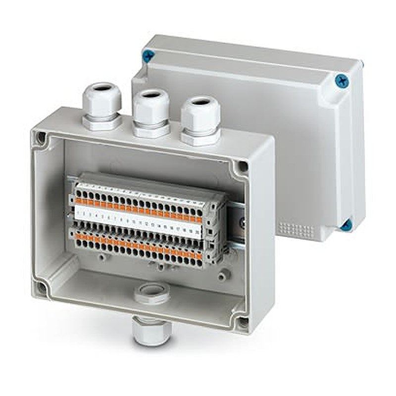 Phoenix Contact E AB A Series Grey ABS Junction Box, 20 Terminals, 180 mm, 130mm 100 mm