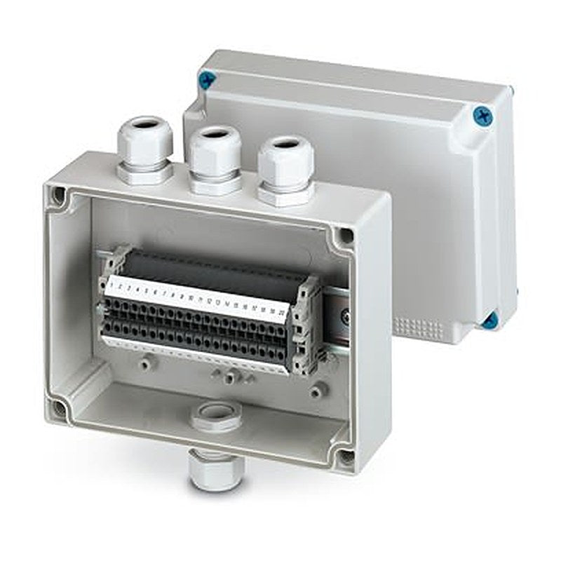 Phoenix Contact E AB A Series Grey ABS Junction Box, 20 Terminals, 180 mm, 130mm 100 mm