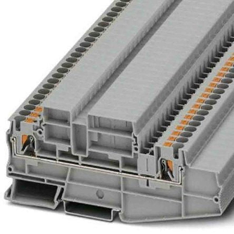 Phoenix Contact 3002616 PT 4 Series Feed Through Terminal Block Grey, 0.2mm², 6 mm², 3-Level, Push-in, ATEX, IECEx