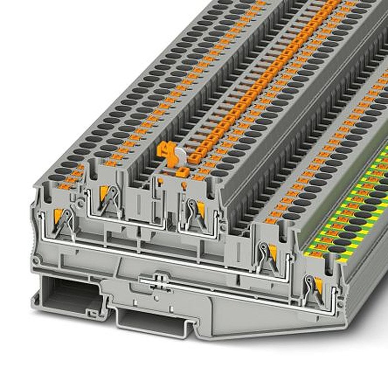 Phoenix Contact PT Series Feed Through Terminal Block, 5-Way, 10AWG, 24 AWG Wire, 30A Push-in