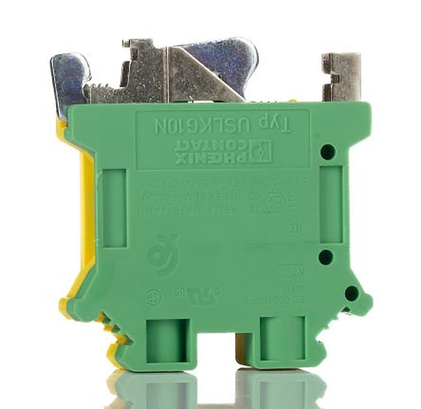 Phoenix Contact 2-Way USLKG 10 N Earth Terminal Block, 0.5mm², 16 mm², 20AWG, 6 AWG Wire, Screw, Polyamide Housing, ATEX