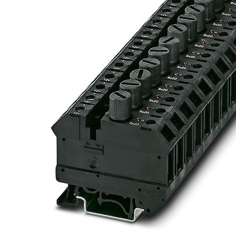 Phoenix Contact 3005112 UK 10-DREHSILED 12 (5X20) Series Modular Terminal Block Black, 16mm², 1-Level, Screw