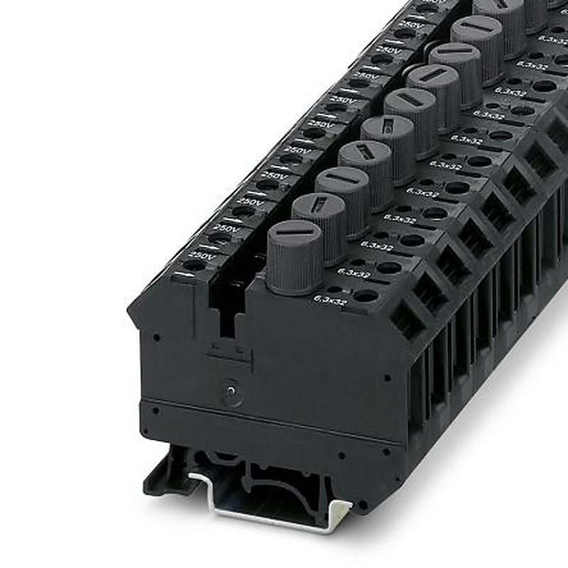 Phoenix Contact 3005662 UK 10-DREHSILA 250 (6.3X32) Series Modular Terminal Block Black, 10mm², 1-Level, Screw