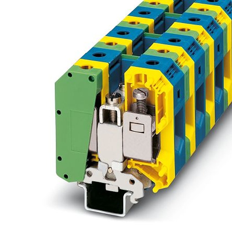 Phoenix Contact 3009163 UKH 50-PE/N Series Earth Terminal Block Green, Yellow, 16mm², 50 mm², 1-Level, Screw