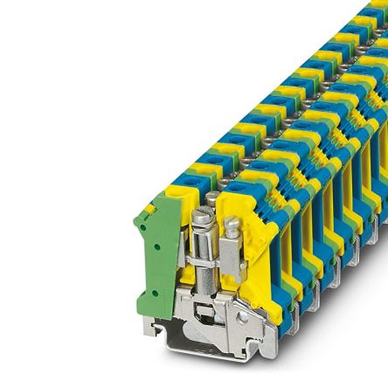 Phoenix Contact 3024740 UK 10 N-PE/N Series Fused DIN Rail Terminal Green, Yellow, Blue, 0.5mm², 16 mm², 1-Level Fused,