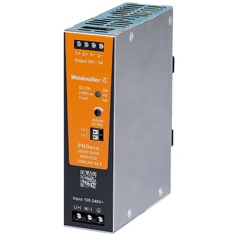 Weidmüller Power Supply, 3025570000 24V, 5A, 134.8 VA, Input 85V ac to 264V ac