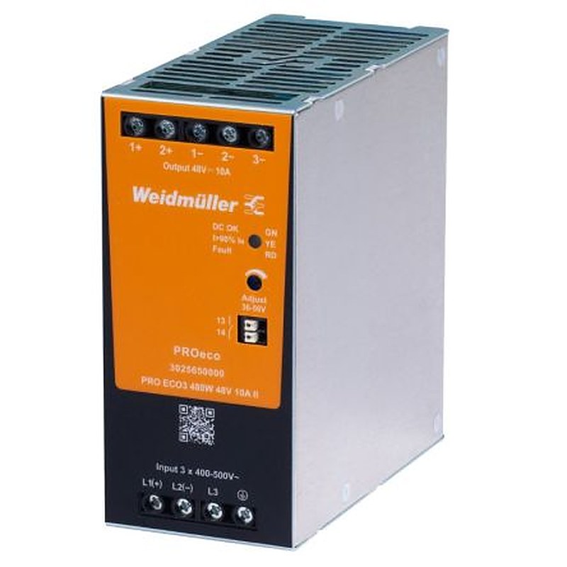 Weidmüller Power Supply, 3025640000 24V, 20A, 516.1 VA, Input 320V ac to 575V ac