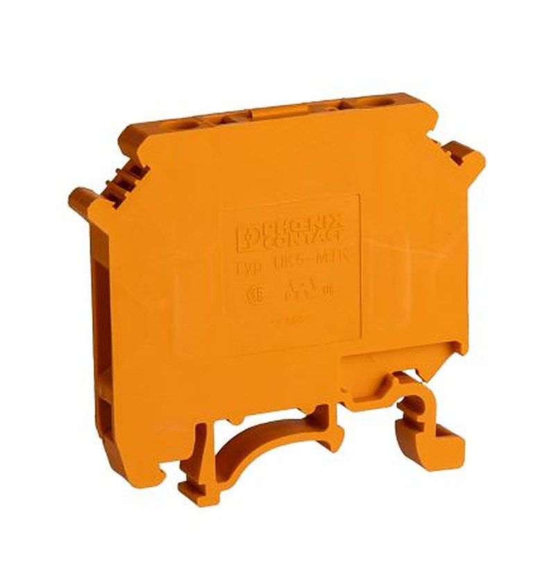 Phoenix Contact 3029538 UK5-MTK-P/P OG Series Knife Disconnect Terminal Block Orange, 0.2mm², 4 mm², 1-Level, Screw