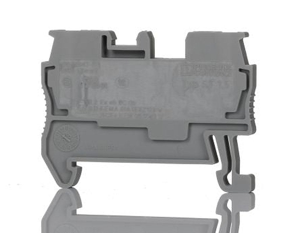 Phoenix Contact 3031076 ST1.5 Series Feed Through Terminal Block Grey, 0.08mm², 1.5 mm², 1-Level, Spring Cage,