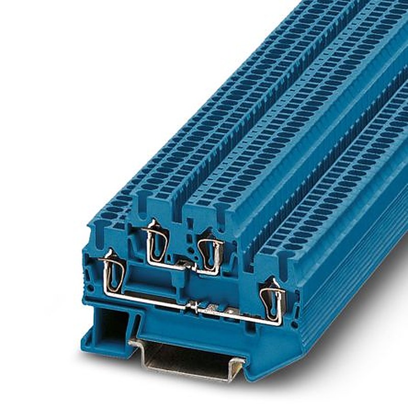 Phoenix Contact 3031160 STTB 1.5 BU Series Feed Through Terminal Block Blue, 0.08mm², 1.5 mm², 2-Level, Spring Cage