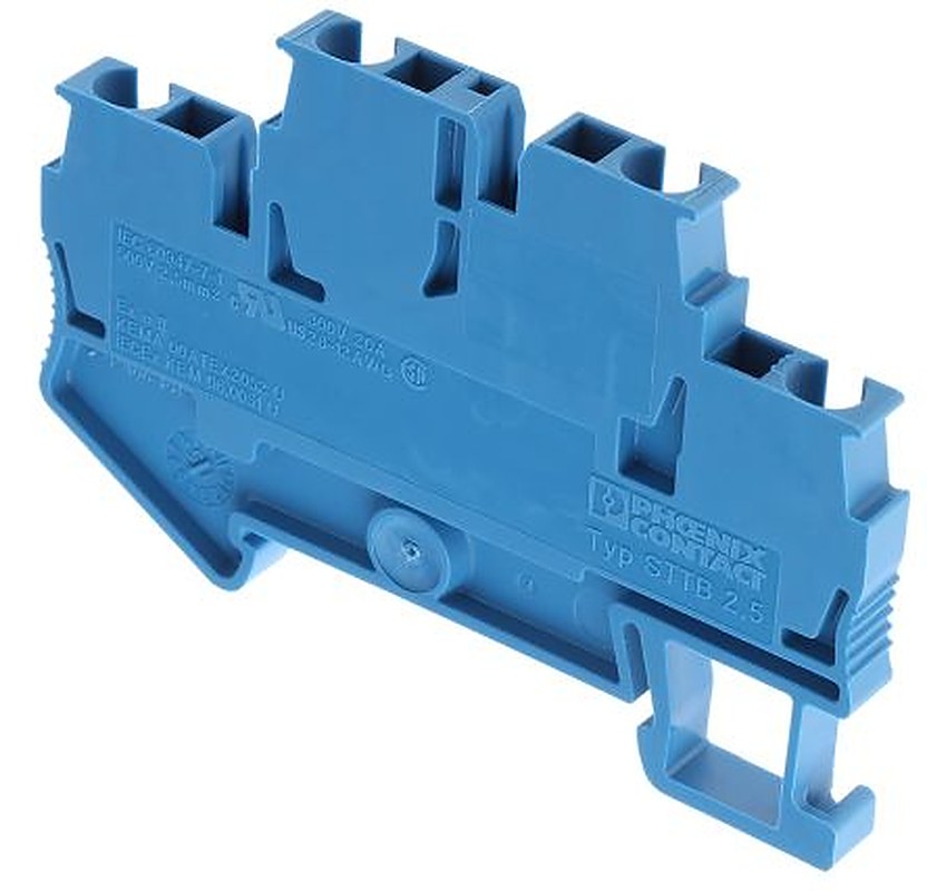 Phoenix Contact 3031283 STTB 2.5 BU Series Double Level Terminal Block Blue, 0.08mm², 4 mm², 2-Level, Spring Cage