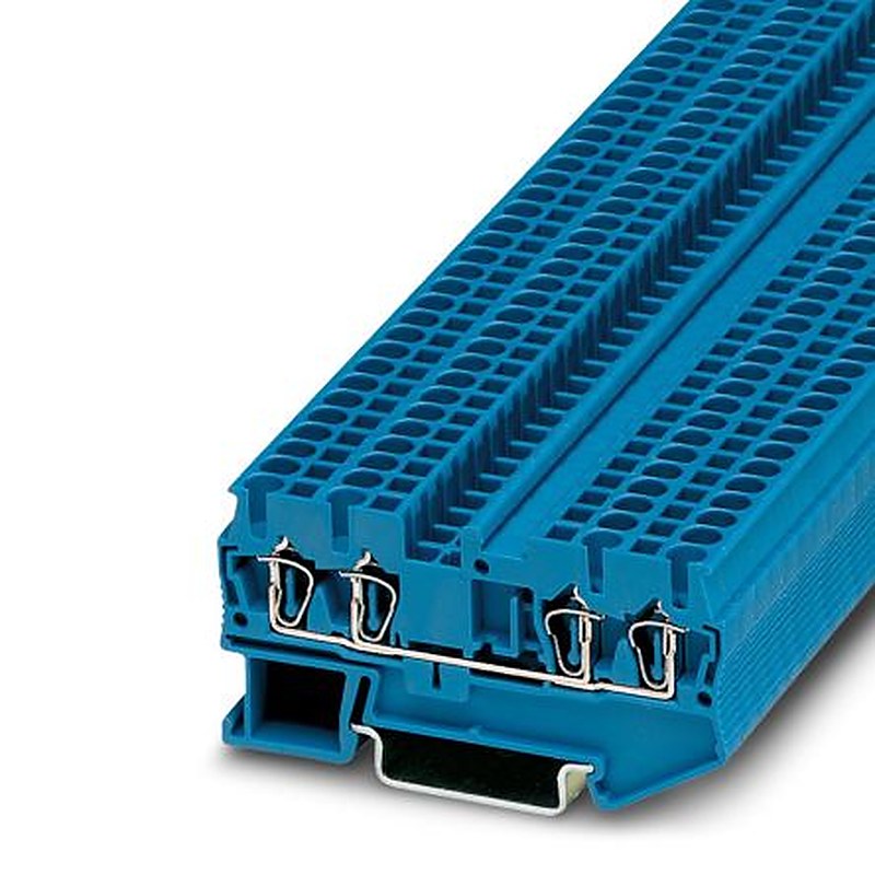 Phoenix Contact 3031319 ST B2.5-QUATTRO BU Series Feed Through Terminal Block Blue, 2.5mm², 1-Level, Spring Cage