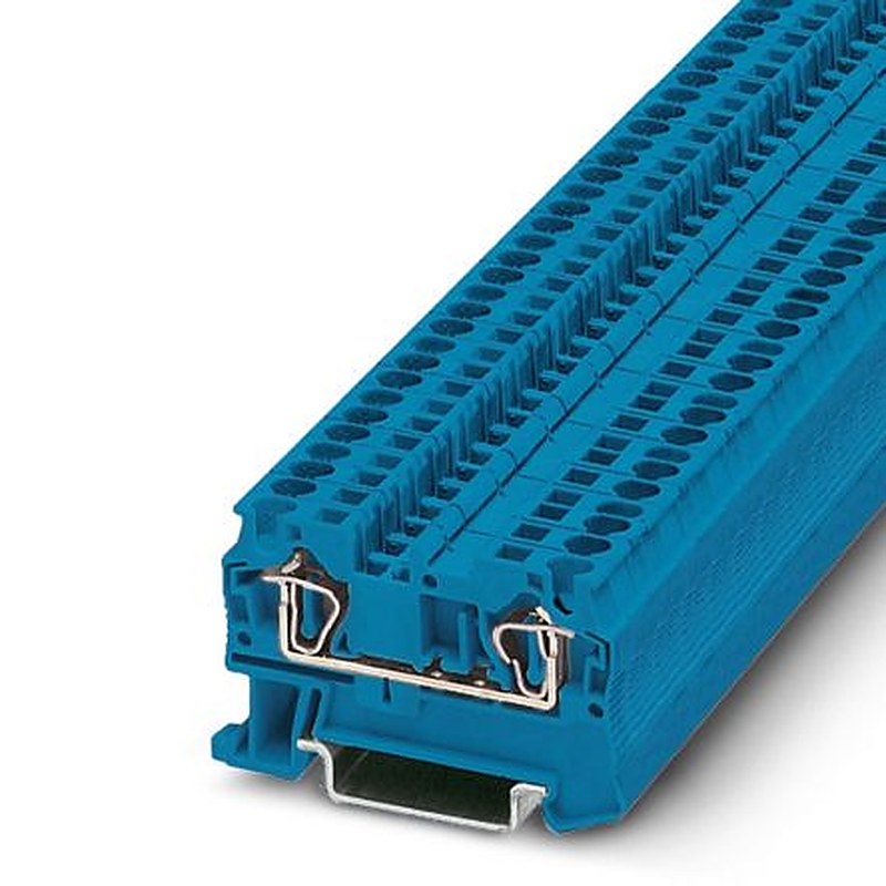 Phoenix Contact 3031377 ST 4 BU Series Feed Through Terminal Block Blue, 0.2mm², 6 mm², 1-Level, Spring Cage