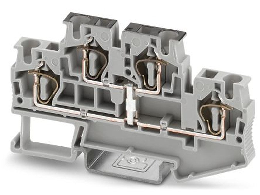 Phoenix Contact 3031542 STTB 4-PV Series DIN Rail Terminal Block Grey, 0.08mm², 6 mm², 2-Level, Spring Cage, IECEx KEM