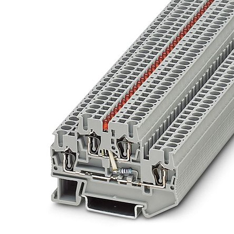 Phoenix Contact 3031607 STTB 2.5-LA 24 RD Series Component Terminal Block Grey, 2.5mm², 2-Level, Spring Cage