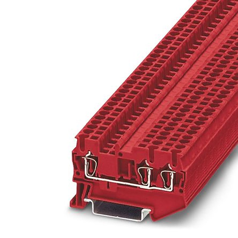 Phoenix Contact 3031995 ST 2.5-TWIN RD Series DIN Rail Terminal Block Red, 0.08mm², 4 mm², 1-Level, Spring Cage, KEMA,