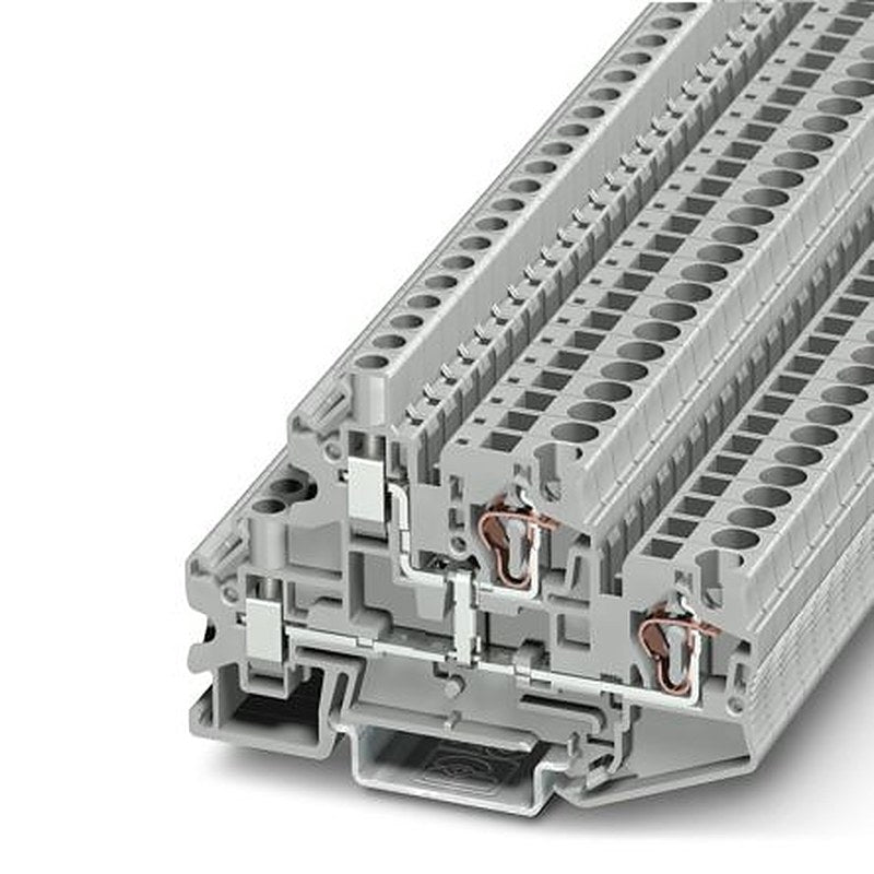 Phoenix Contact 3033184 STTBU 4 Series Double Level Terminal Block Grey, 0.08mm², 6 mm², 2-Level, Spring Cage