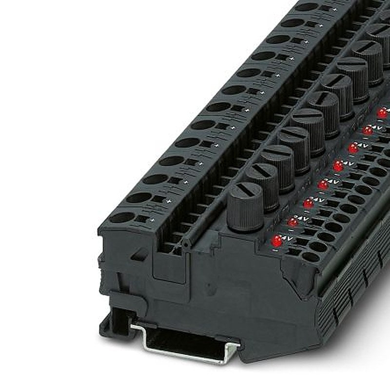 Phoenix Contact 3034251 DT 6/2.5-DREHSILED24 (5X20) Series Modular Terminal Block Black, 2.5mm², 1-Level, Leg Spring