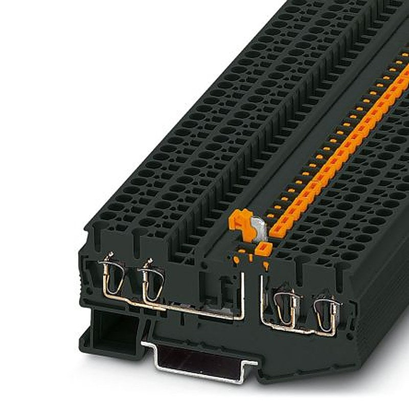Phoenix Contact 3035030 ST 2.5-QUATTRO-MT BK Series Knife Disconnect Terminal Block Black, 2.5mm², 1-Level, Spring Cage